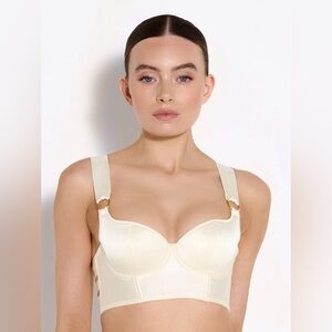 *NWT* BORDELLE Signature Silk Longline Bodice Bra Cream SS 32B